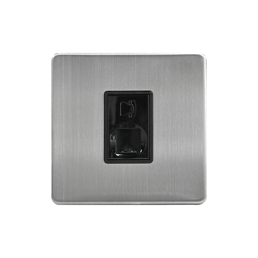 Caradok 1G RJ11 Telephone Point Brushed Chrome - Caradok - The Curve - Brushed Steel