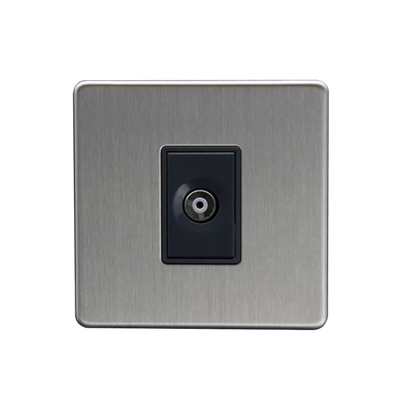 Caradok 1G Coax Socket Brushed Chrome - Caradok - The Flat - Brushed Steel