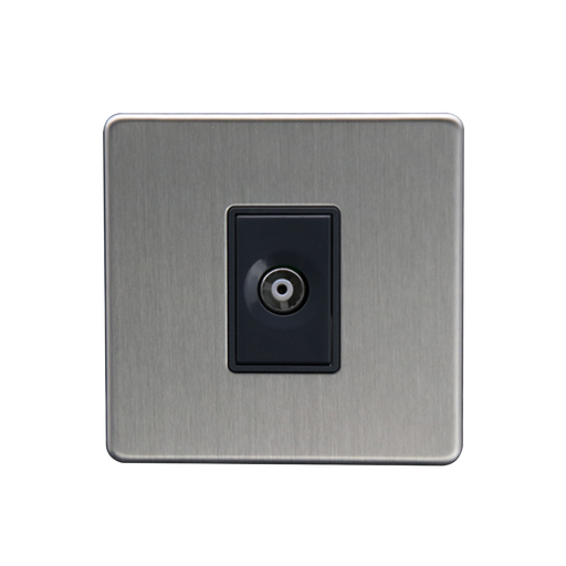 Caradok 1G Coax Socket Brushed Chrome - Caradok - The Flat - Brushed Steel