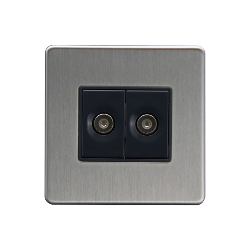 Caradok 2G Coax Socket Brushed Chrome - Caradok - The Flat - Brushed Steel