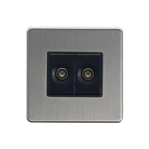 Caradok 2G Coax Socket Brushed Chrome - Caradok - The Flat - Brushed Steel