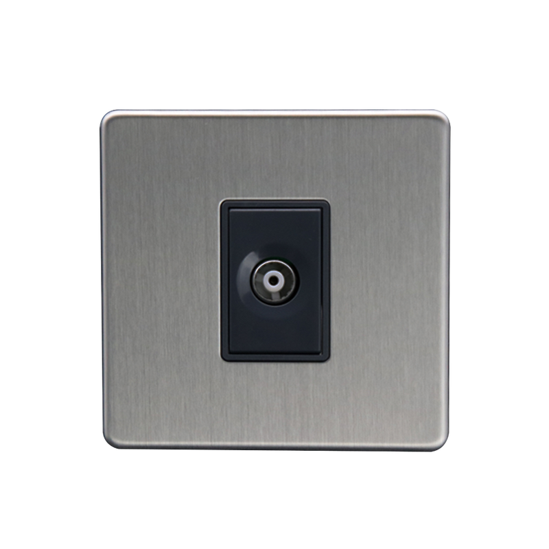 Caradok 1G Isolated Coax Socket Brushed Chrome - Caradok - The Flat - Brushed Steel