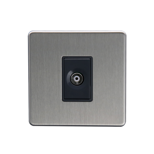 Caradok 1G Isolated Coax Socket Brushed Chrome - Caradok - The Flat - Brushed Steel