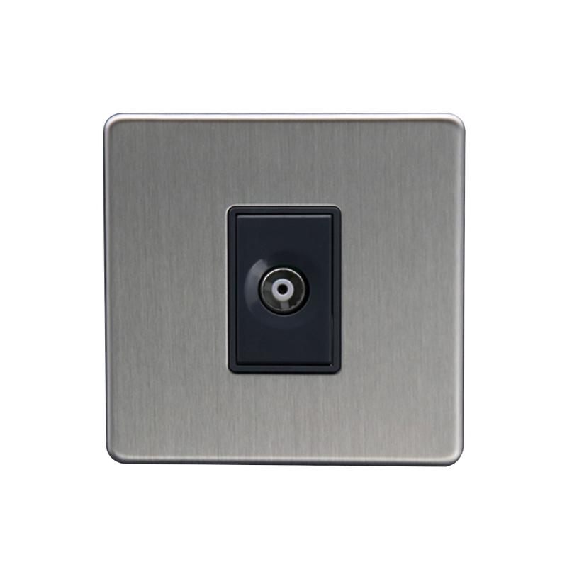 Caradok 1G Isolated Coax Socket + 1 Branch Brushed Chrome - Caradok - The Flat - Brushed Steel