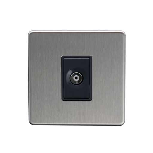 Caradok 1G Isolated Coax Socket + 1 Branch Brushed Chrome - Caradok - The Flat - Brushed Steel