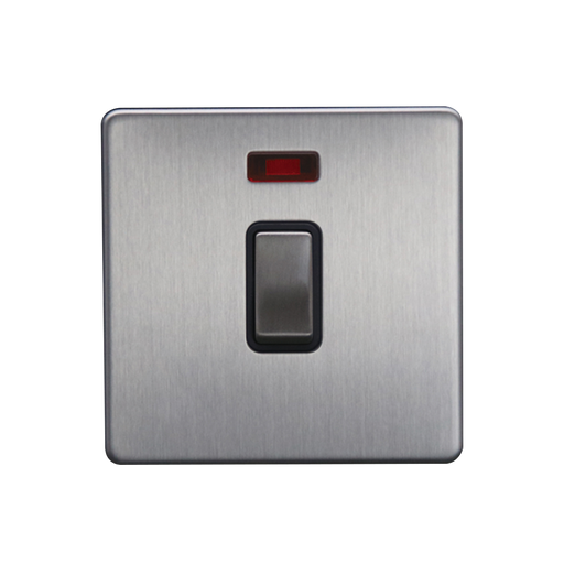 Caradok 20A DP Switch c/w Neon Brushed Chrome - Caradok - The Flat - Brushed Steel