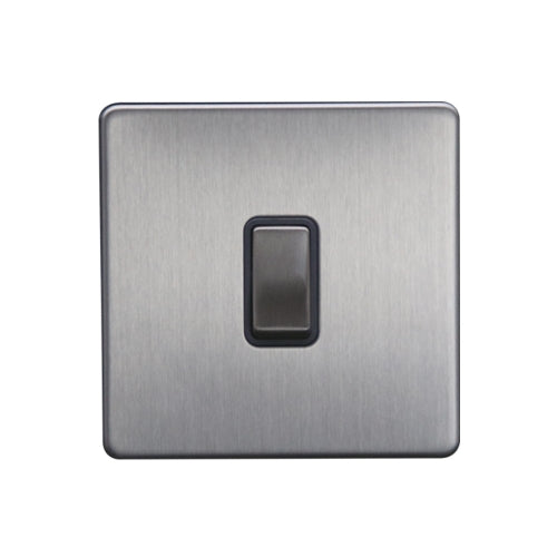 Caradok 20A DP Switch Brushed Chrome Grey Insert - Caradok - The Flat - Brushed Steel