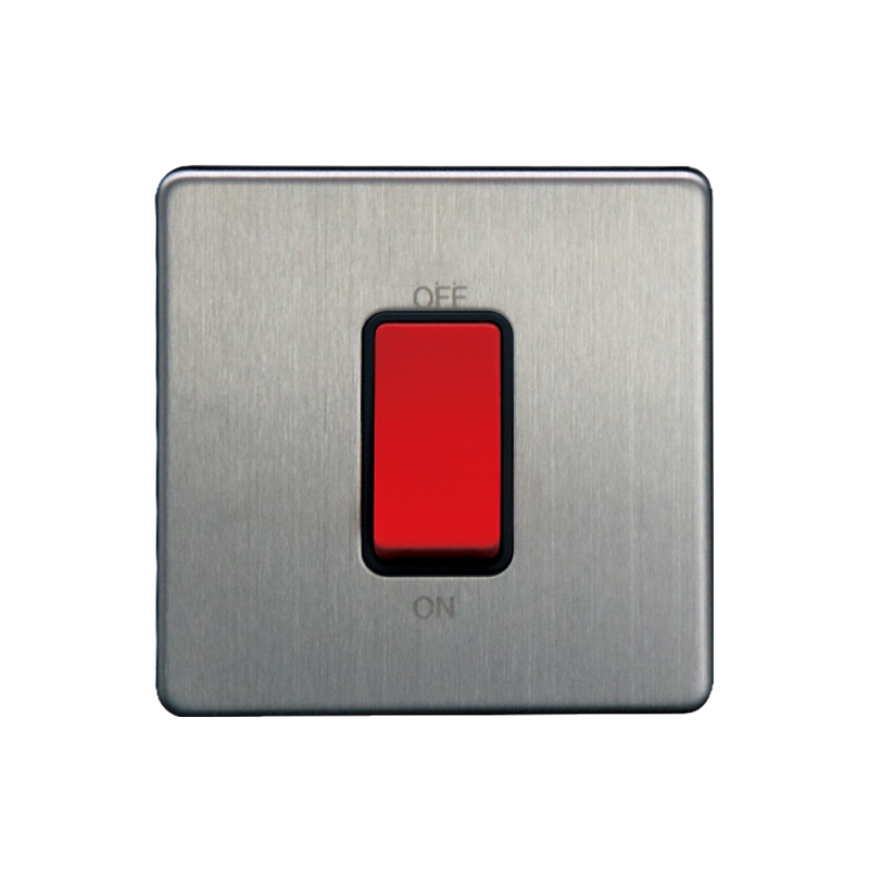 Caradok 1G 45A DP Switch Brushed Chrome - Caradok - The Flat - Brushed Steel