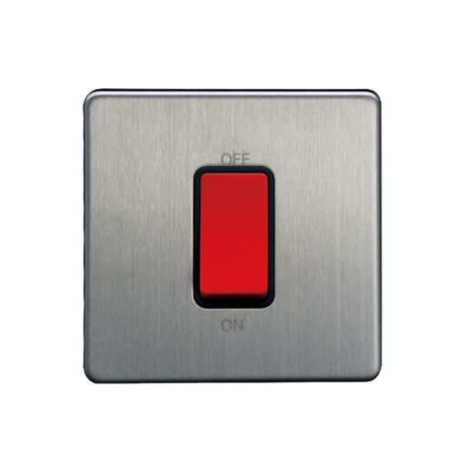 Caradok 1G 45A DP Switch Brushed Chrome - Caradok - The Flat - Brushed Steel