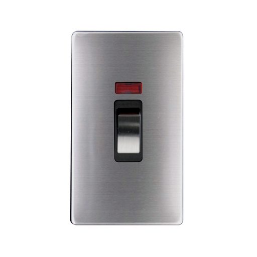 Caradok 2G 45A DP Switch c/w Neon Brushed Chrome - Caradok - The Flat - Brushed Steel