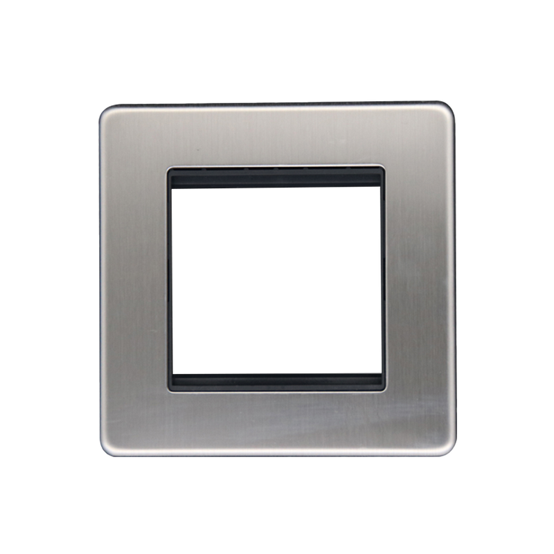 Caradok 1G 2 Module Data Plate Brushed Chrome - Black Insert - Caradok - The Flat - Brushed Steel