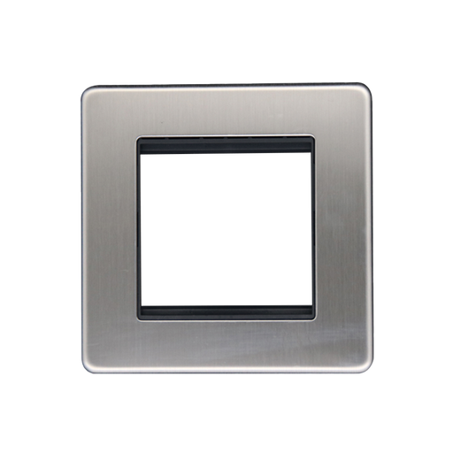 Caradok 1G 2 Module Data Plate Brushed Chrome - Black Insert - Caradok - The Flat - Brushed Steel