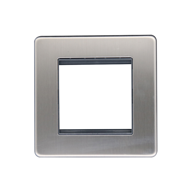 Caradok 1G 2 Module Data Plate Brushed Chrome Grey Insert - Caradok - The Flat - Brushed Steel