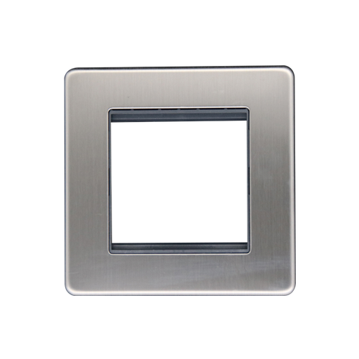Caradok 1G 2 Module Data Plate Brushed Chrome Grey Insert - Caradok - The Flat - Brushed Steel