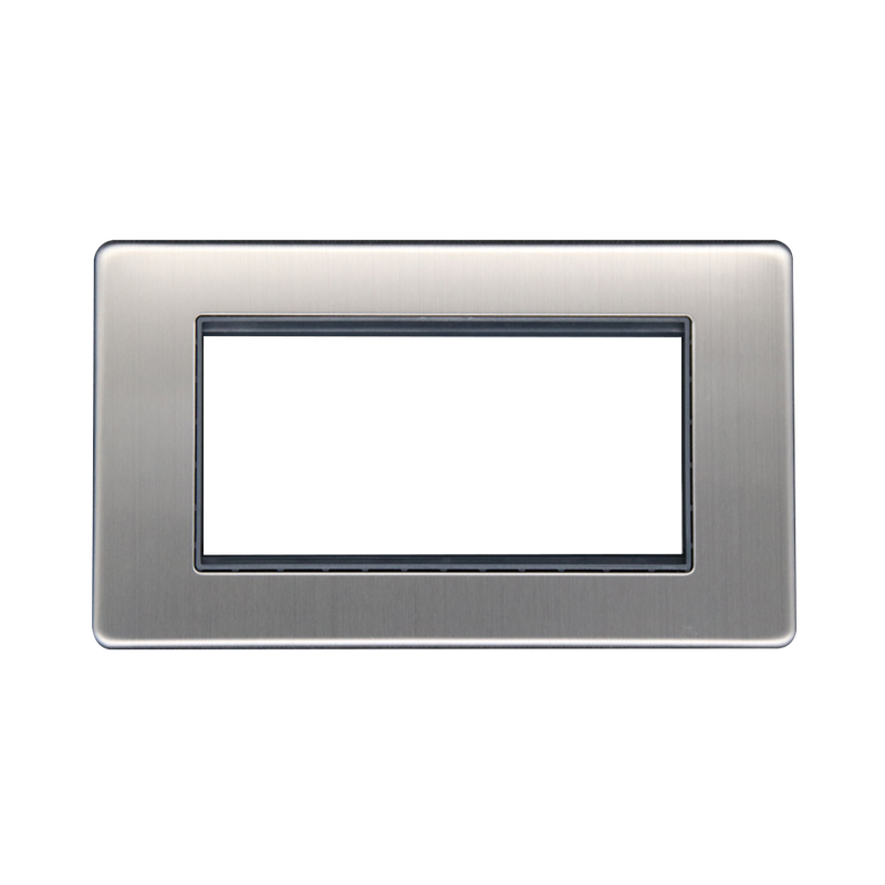 Caradok 2G 4 Module Data Plate Brushed Chrome Grey Insert - Caradok - The Flat - Brushed Steel