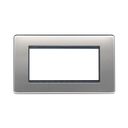 Caradok 2G 4 Module Data Plate Brushed Chrome Grey Insert - Caradok - The Flat - Brushed Steel