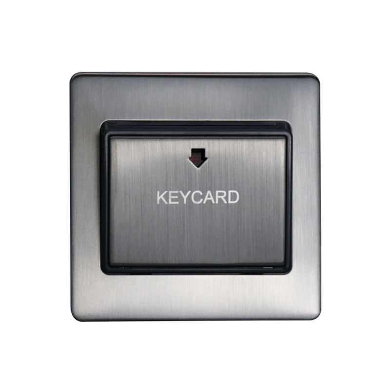 Caradok Key Card Switch Brushed Chrome Grey Insert - Caradok - The Flat - Brushed Steel
