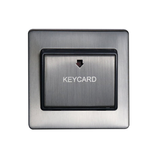 Caradok Key Card Switch Brushed Chrome Grey Insert - Caradok - The Flat - Brushed Steel