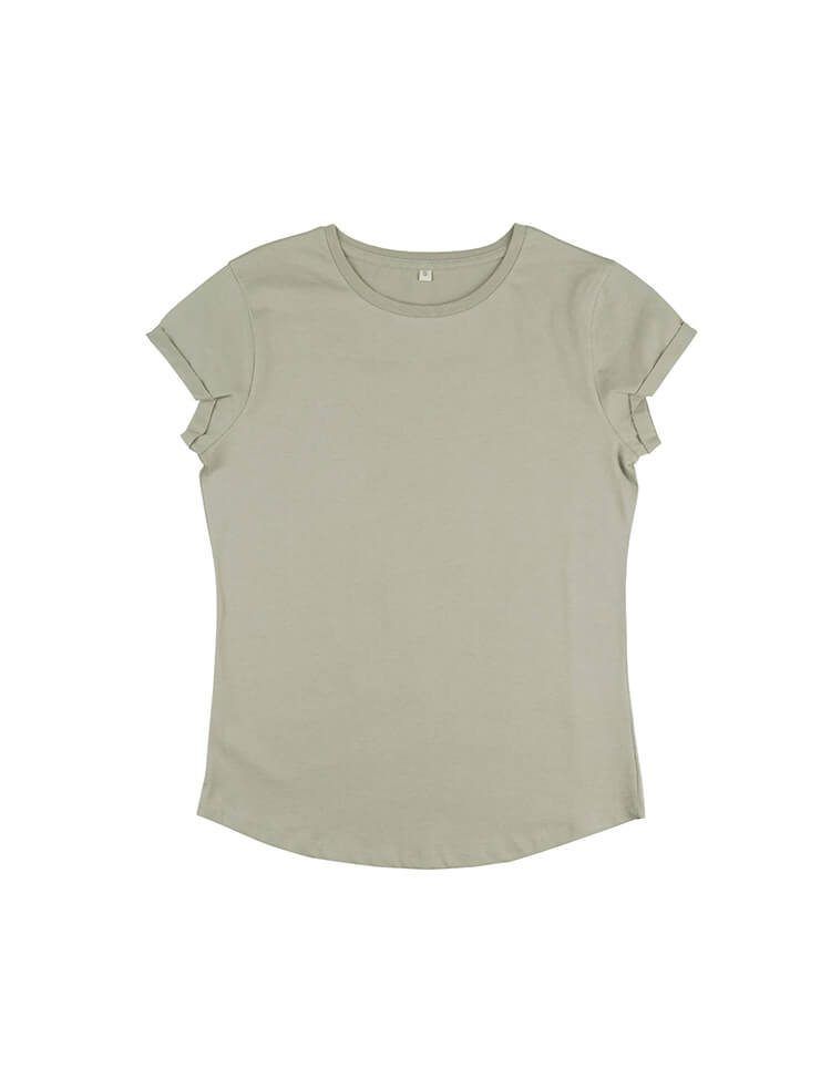 Organic Cotton Rolled Sleeve T-shirt: Womens