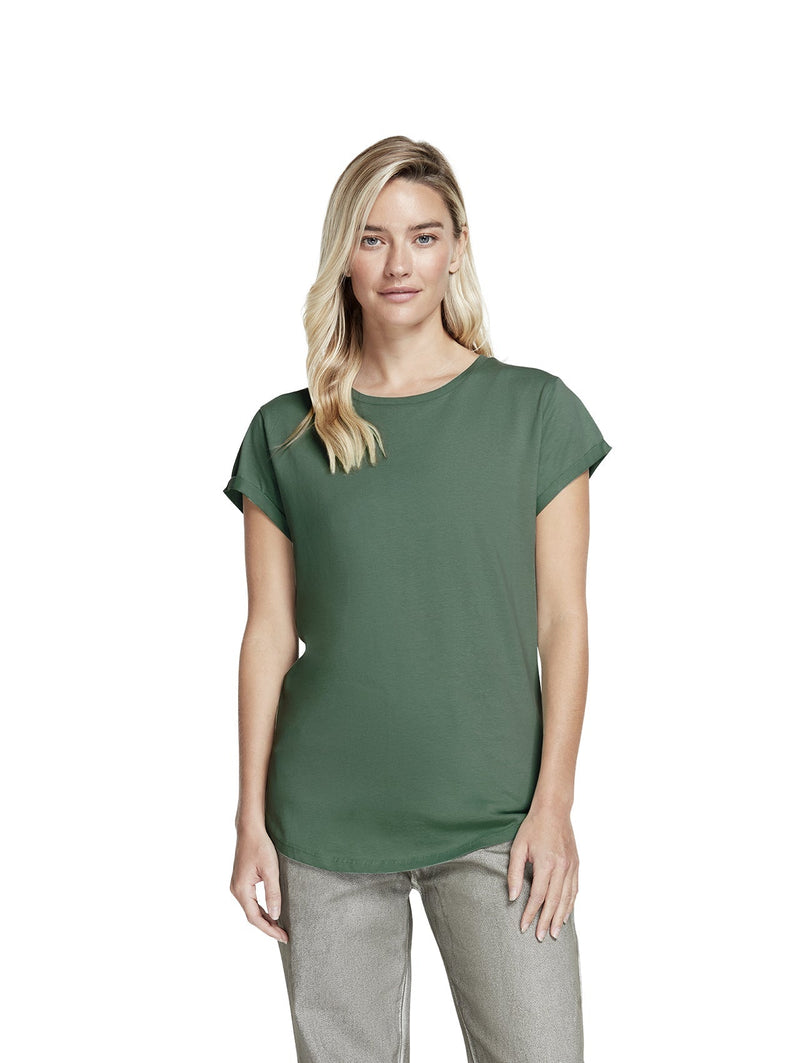 Organic Cotton Rolled Sleeve T-shirt: Womens