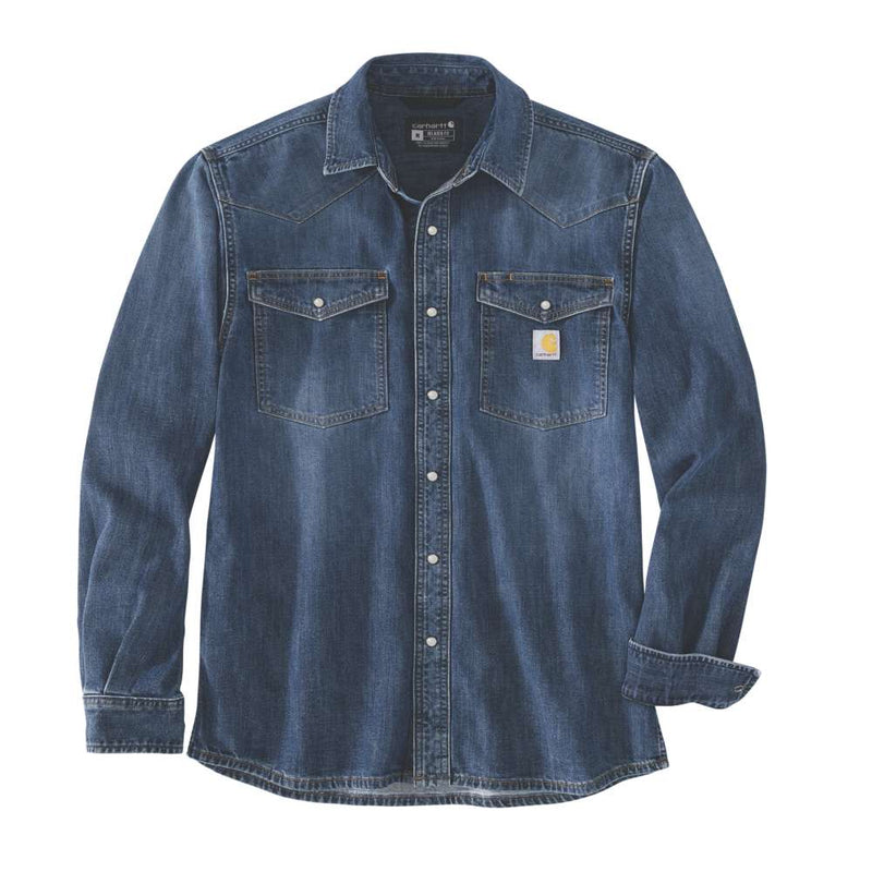 Carhartt 106429 Montana Relaxed Fit Midweight Denim Long-Sleeve Snap Front Shirt - Apparel & Accessories > Clothing > Clothing Tops > Shirts SHIRTS