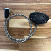 White / Grey / Black Braided Fabric Decorative Extension Lead - Black Trailing Socket - Extension Leads