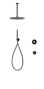 Elisa Intuition Divert Concealed Smart Hand Shower, Fixed Ceiling Head & Remote for HP/Combi - Black -