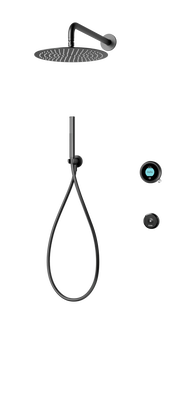 Elisa Intuition Divert Concealed Smart Hand Shower, Fixed Wall Head & Remote for HP/Combi - Black -