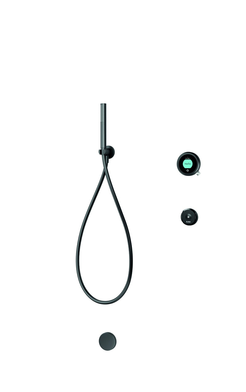Elisa Intuition Divert Concealed Smart Hand Shower, Overflow Bath Fill & Remote for HP/Combi - Black -