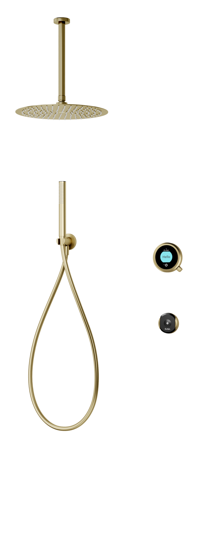 Elisa Intuition Divert Concealed Smart Hand Shower, Fixed Ceiling Heand & Remove - HP/Combi - Brass -