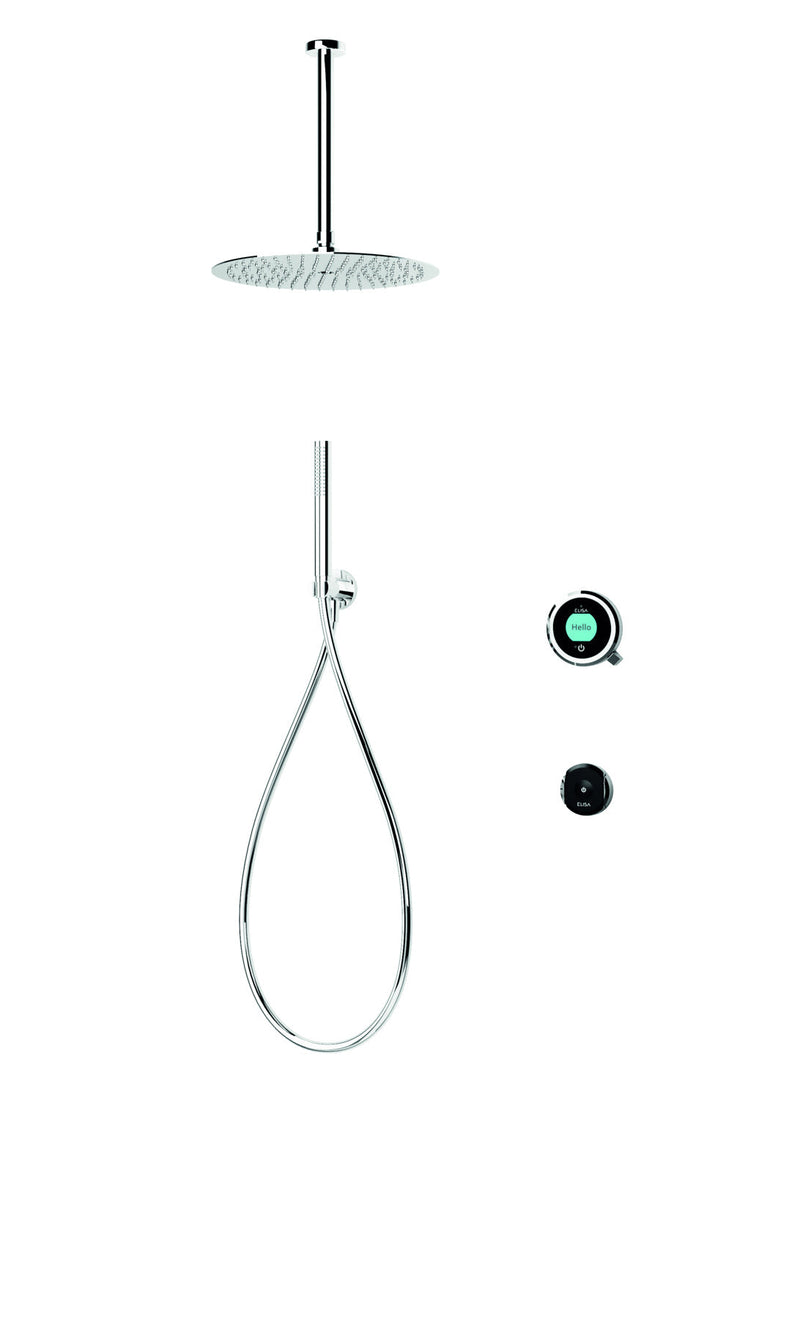 Elisa Intuition Divert Concealed Smart Hand Shower, Fixed Ceiling Head & Remote - HP/Combi - Chrome -