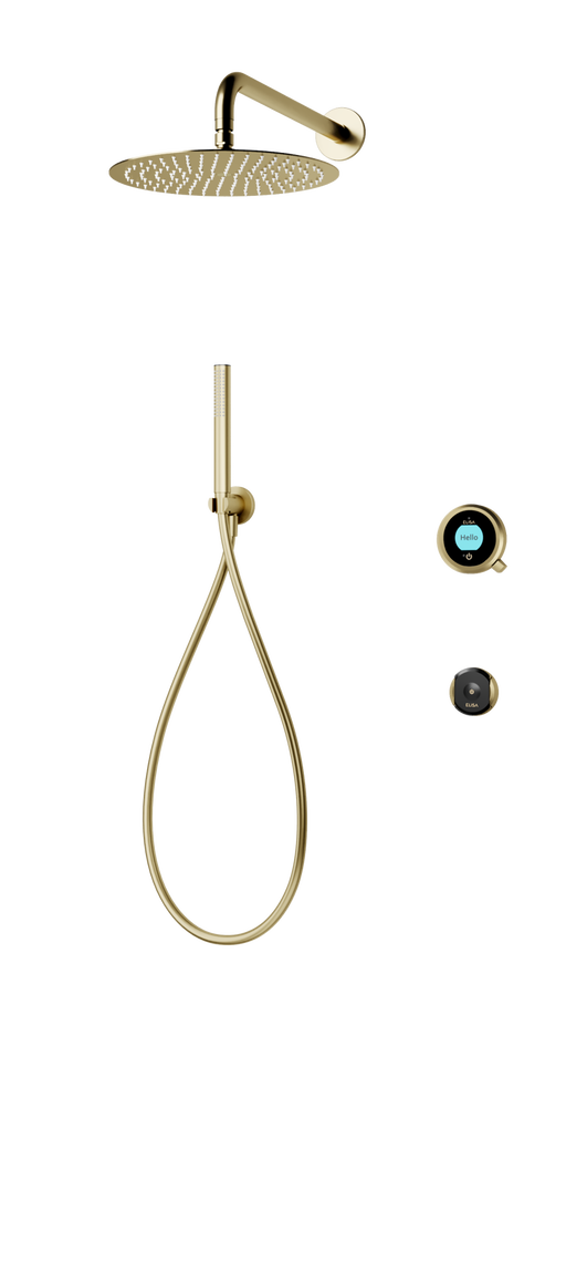 Elisa Intuition Divert Concealed Smart Hand Shower, Fixed Wall Head & Remote for HP/Combi - Brass -