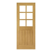 Ely Oak Prefinished 6 Glazed Bevelled Light Panels Internal Door - All Sizes -