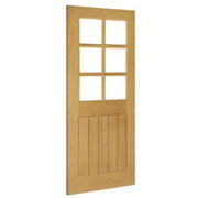 Ely Oak Prefinished 6 Glazed Bevelled Light Panels Internal Door - All Sizes -