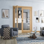 Ely Oak Unfinished 1 Glazed Light Panel Internal Door - All Sizes -