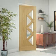 Ely Oak Prefinished 5 Glazed Light Panels Internal Door - All Sizes -