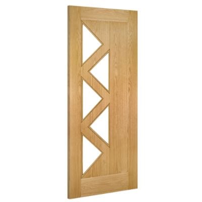 Ely Oak Prefinished 5 Glazed Light Panels Internal Door - All Sizes -