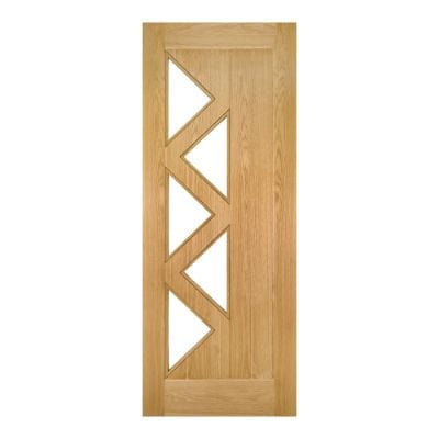 Ely Oak Prefinished 5 Glazed Light Panels Internal Door - All Sizes -