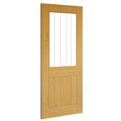 Ely Oak Unfinished 1 Half Glazed Light Panel Internal Door - All Sizes -