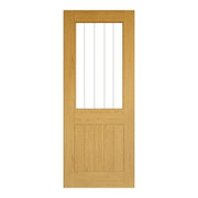 Ely Oak Unfinished 1 Half Glazed Light Panel Internal Door - All Sizes -