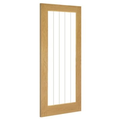Ely Oak Unfinished 1 Glazed Light Panel Internal Door - All Sizes -