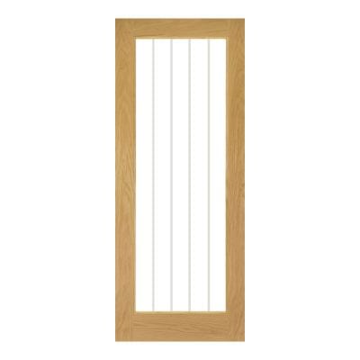 Ely Oak Unfinished 1 Glazed Light Panel Internal Door - All Sizes -