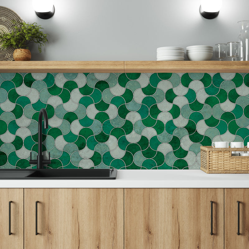 Bushboard Alloy Emerald Scallop Aluminium Feature Kitchen Splashback