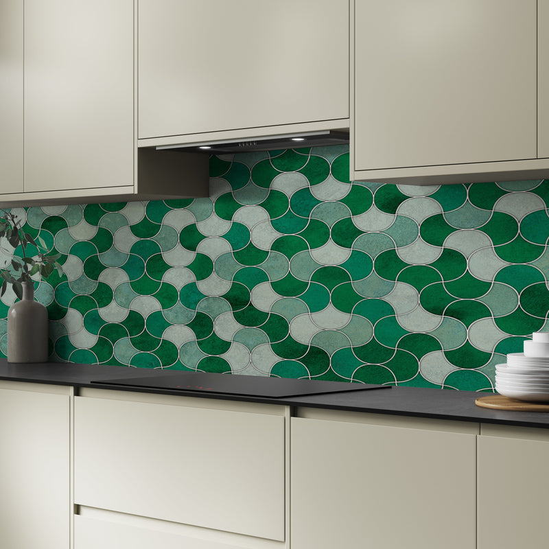Bushboard Alloy Emerald Scallop Aluminium Feature Kitchen Splashback