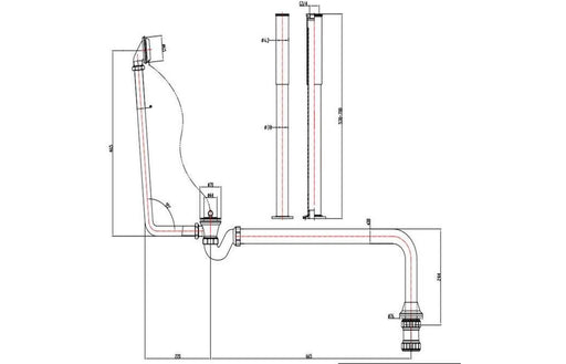 Exposed Bath Plug & Chain Waste With Pipe Shrouds - Chrome -