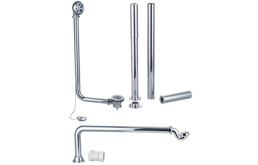 Exposed Bath Plug & Chain Waste With Pipe Shrouds - Chrome -