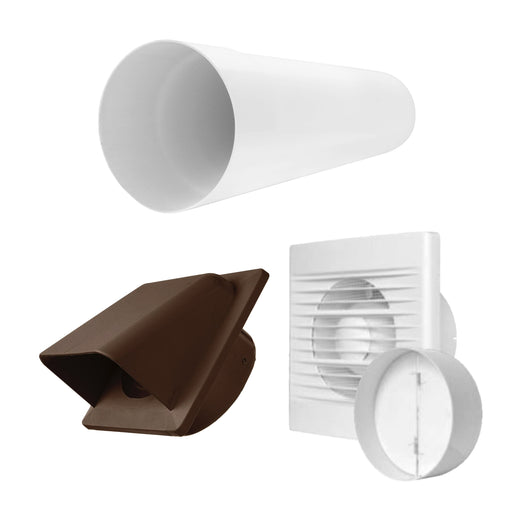 Through Wall Ventilation Kit - STYL Fan with Timer and Brown External Vent - OTHER