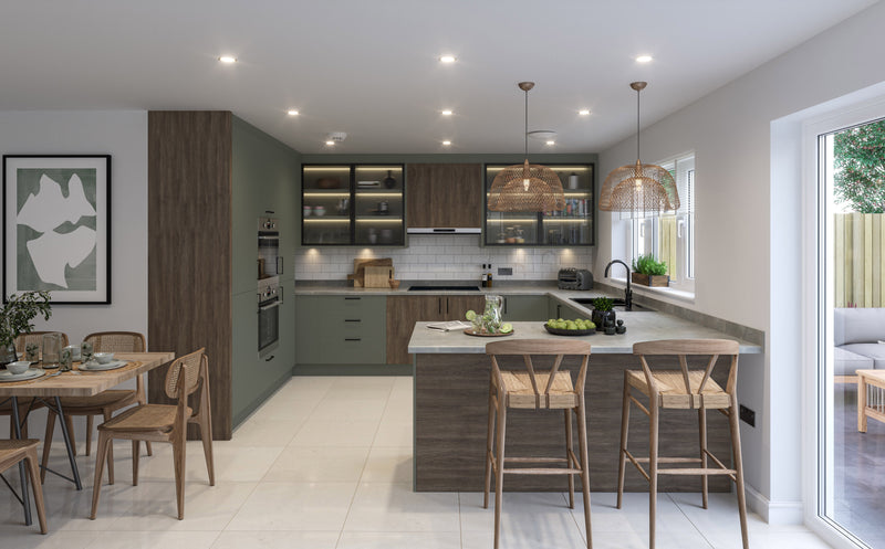 Fenton Painted (Laser Edged) Slab Reed Green- Replacement Kitchen Doors (End Panel) - Hardware > Hardware Accessories > Cabinet Hardware > Cabinet Doors