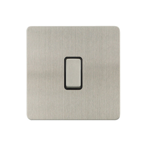 Caradok - The Ultra Flat - Brushed Chrome - FN011DME - 10AX 1G 2Way Switch Brushed Chrome, Black Insert - Hardware > Power & Electrical Supplies > Power Outlets & Sockets > Wall Outlets Caradok - The Ultra Flat - Brushed Steel