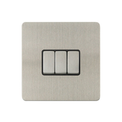 Caradok - The Ultra Flat - Brushed Chrome - FN015DME - 10AX 3G 2Way Switch Brushed Chrome, Black Insert - Hardware > Power & Electrical Supplies > Power Outlets & Sockets > Wall Outlets Caradok - The Ultra Flat - Brushed Steel